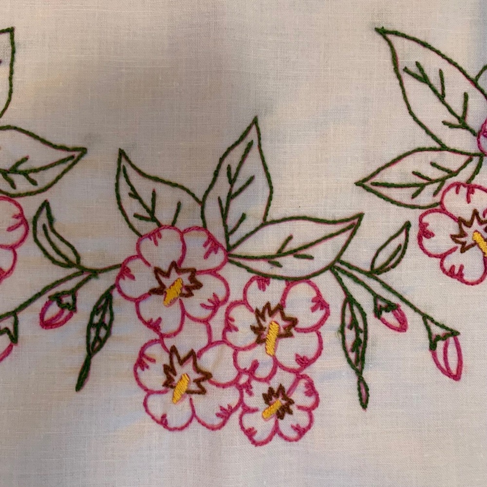 Vintage Dan River Pillowcases‎ No Iron Floral Embroidered Set of 2 Cottagecore